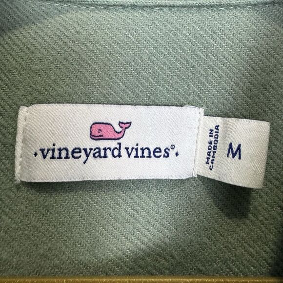 Vineyard Vines Brushed Twill Shirt Jacket Size M Green Oversized Shacket - Picture 5 of 7